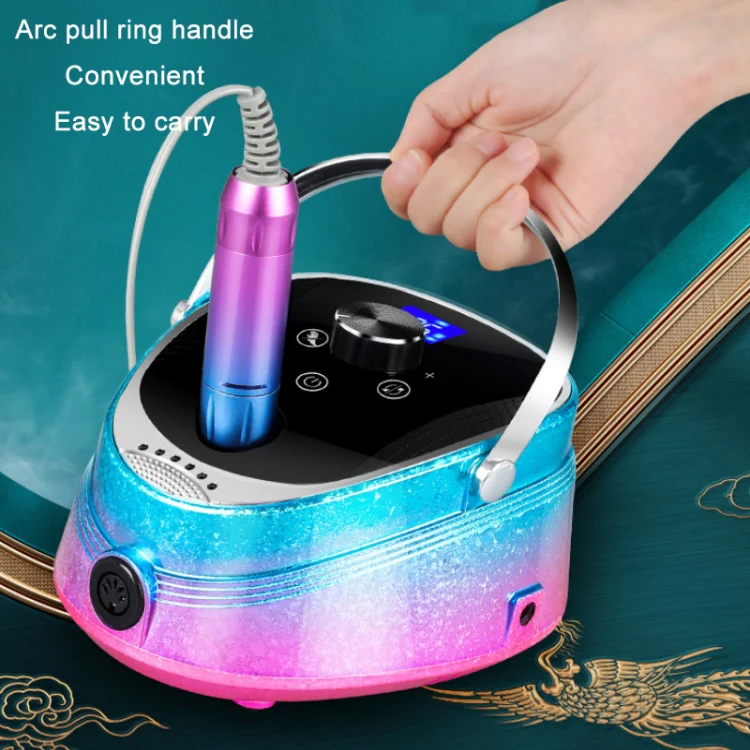 Ice Flower Gradient Rechargeable Low Noise Nail Polishing Machine, Specification: US Plug (Yellow Green) - Image 6