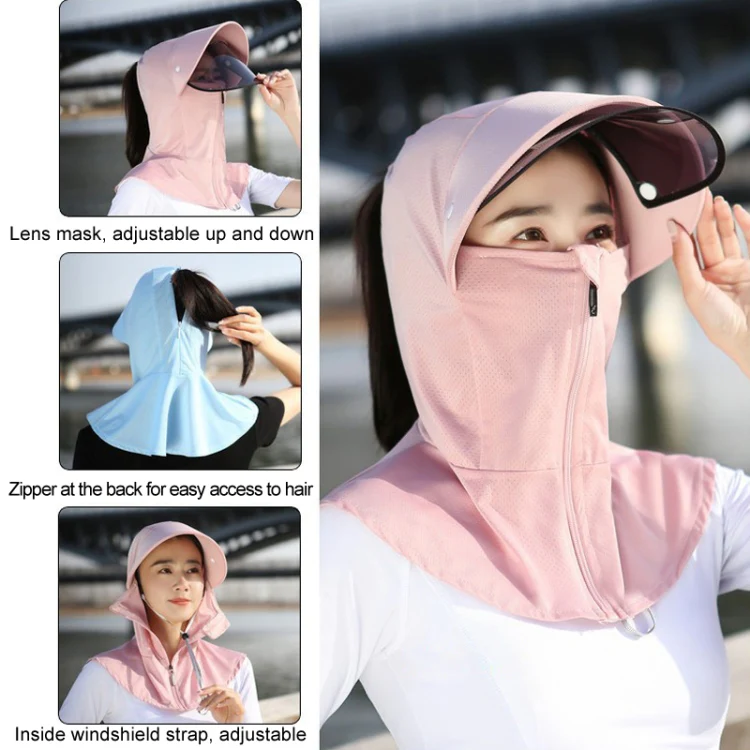 Ice Silk Sun Shade Hat Summer Face Mask Hat Cycling Sun Hat, Size: One Size(Light Gray) - Image 6