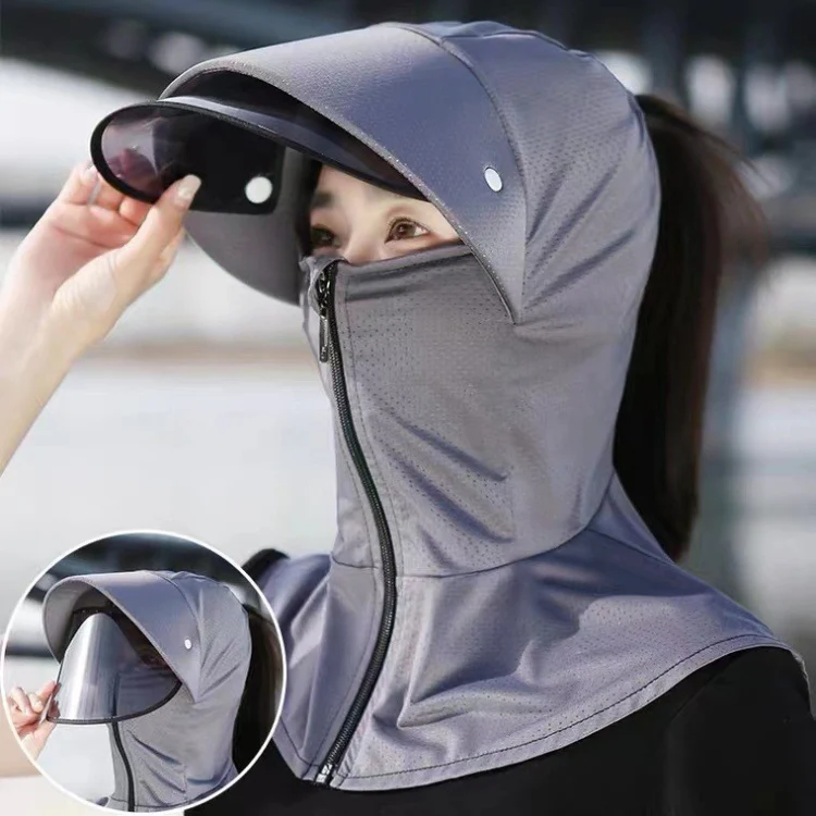 Ice Silk Sun Shade Hat Summer Face Mask Hat Cycling Sun Hat, Size: One Size(Sky Blue) - Image 3