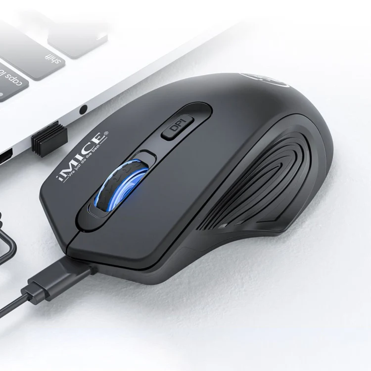 iMICE G-1800 Rechargeable 4 Buttons 1600 DPI 2.4GHz Silent Wireless Mouse for Computer PC Laptop(Black)