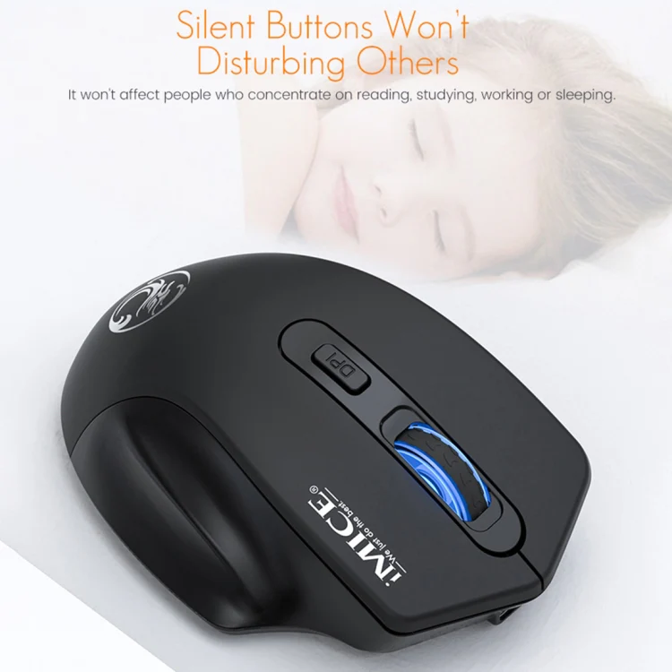 iMICE G-1800 Rechargeable 4 Buttons 1600 DPI 2.4GHz Silent Wireless Mouse for Computer PC Laptop(Black) - Image 4