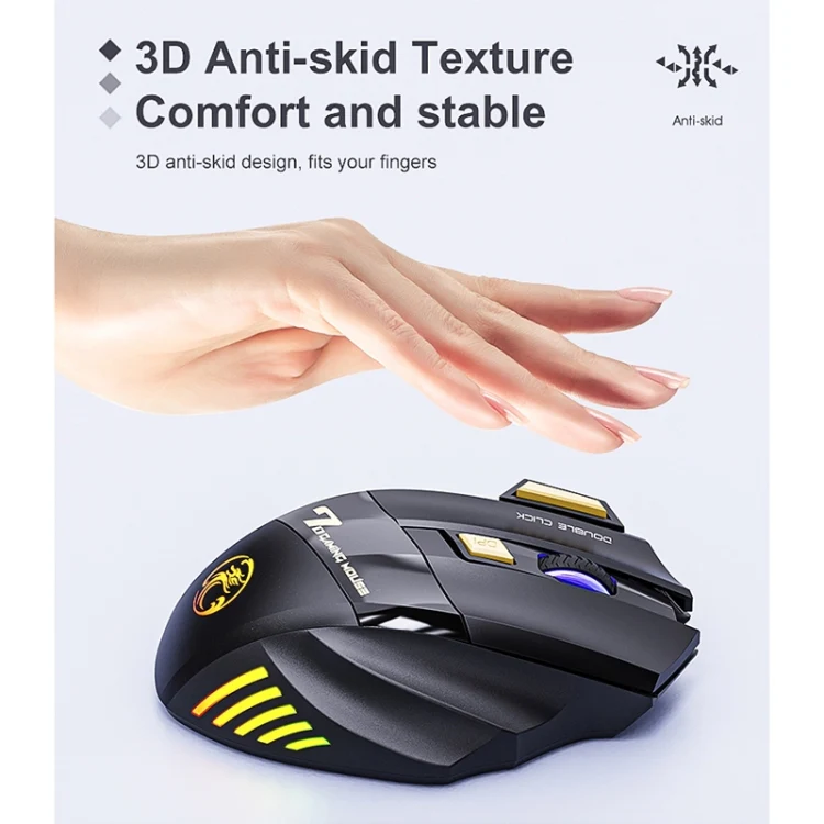 iMICE GW-X7 2.4G + Bluetooth Dual Mode 7-button Silent Rechargeable Wireless Gaming Mouse with Colorful RGB Lights(Black) - Image 10