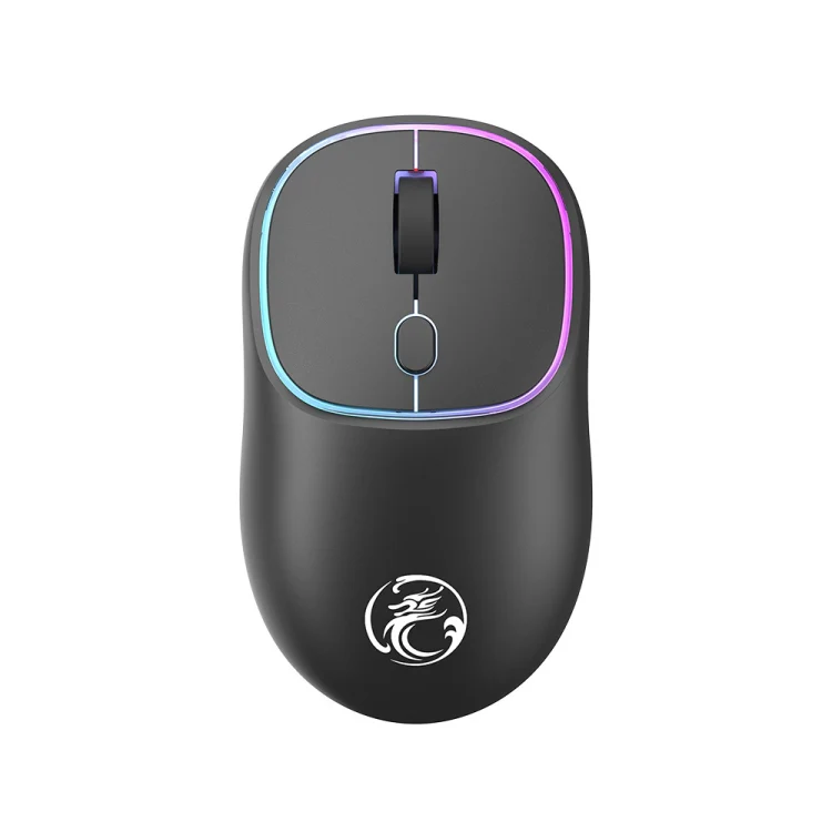 iMICE W-618 Rechargeable 4 Buttons 1600 DPI 2.4GHz Bluetooth Silent Wireless Mouse for Computer PC Laptop (Black) - Image 2