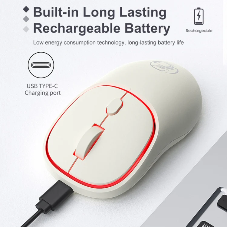 iMICE W-618 Rechargeable 4 Buttons 1600 DPI 2.4GHz Bluetooth Silent Wireless Mouse for Computer PC Laptop (Black) - Image 8
