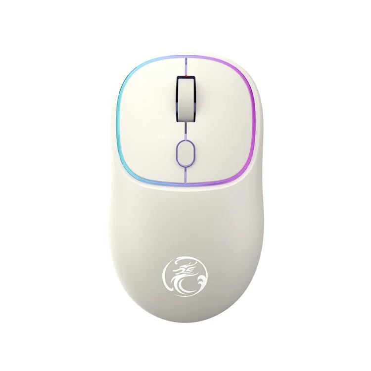 iMICE W-618 Rechargeable 4 Buttons 1600 DPI 2.4GHz Bluetooth Silent Wireless Mouse for Computer PC Laptop (Milk Tea) - Image 2