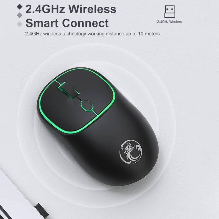 iMICE W-618 Rechargeable 4 Buttons 1600 DPI 2.4GHz Bluetooth Silent Wireless Mouse for Computer PC Laptop (Milk Tea) - Image 6