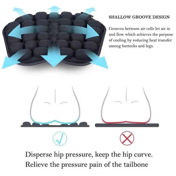 IN-SC003 Car Office Inflatable Airbag Seat Cushion, Style: Electric Water Inflatable Dual-Use (Black) - Image 6