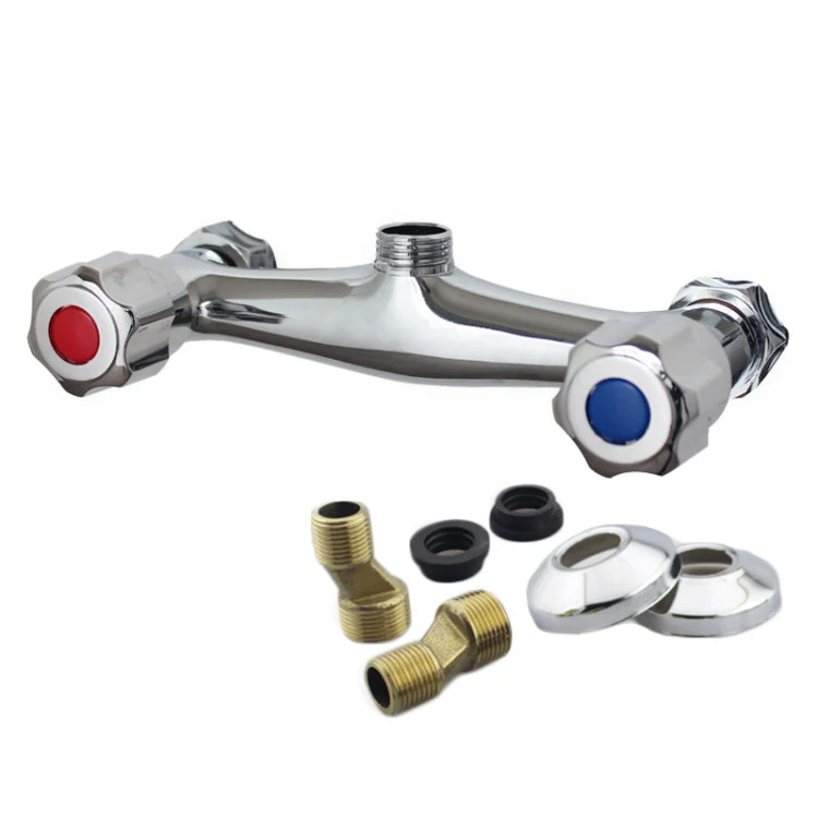 In-wall Dual Control Hot And Cold Water Faucet Bathroom Mixer Valve Shower Faucet, Specification: With Corner