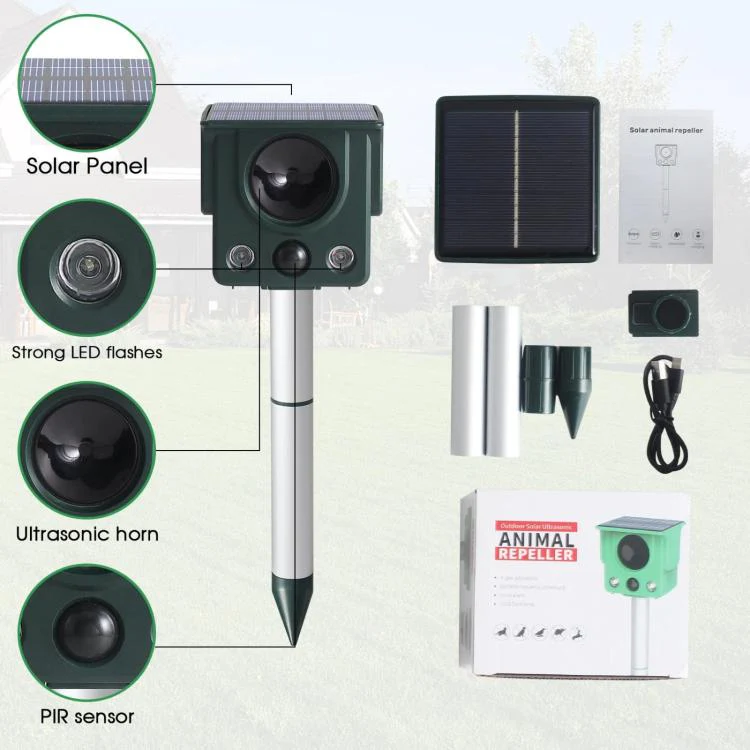 Infrared Sensor LED Strobe Ultrasonic Solar-Powered Animal Repellent(SJZ058) - Image 10