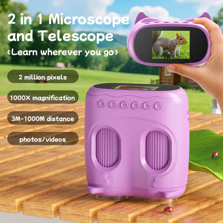 inskam 387 2MP 2-inch Display 2-in-1 Kids Digital Microscope & Binocular Telescope(Purple) - Image 6