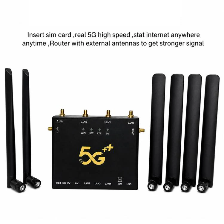 International Version 5G CPE Industrial Router Dual Mode SA / NSA Gigabit Cellular Gateway With 6 Antennas, EU Plug(Black) - Image 5