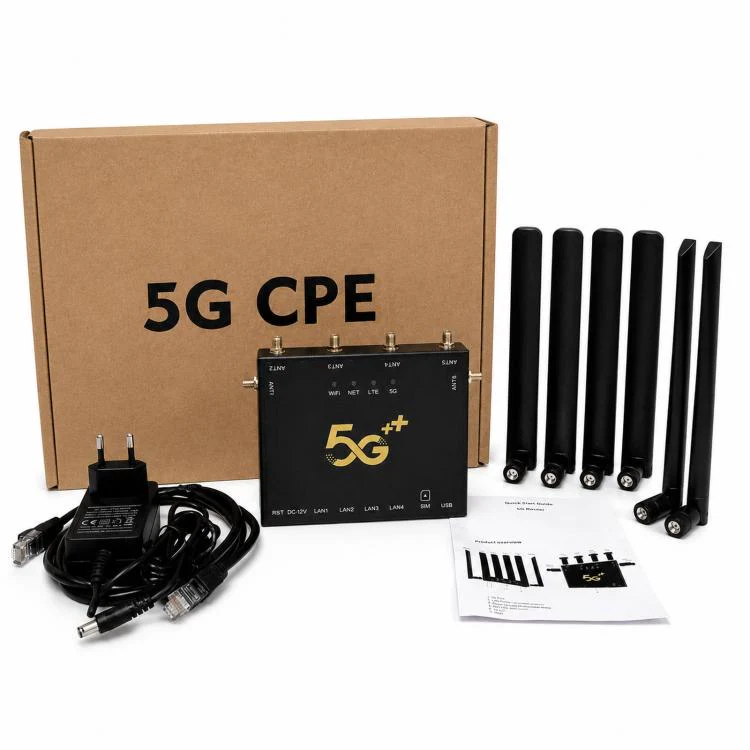 International Version 5G CPE Industrial Router Dual Mode SA / NSA Gigabit Cellular Gateway With 6 Antennas, EU Plug(Black) - Image 7