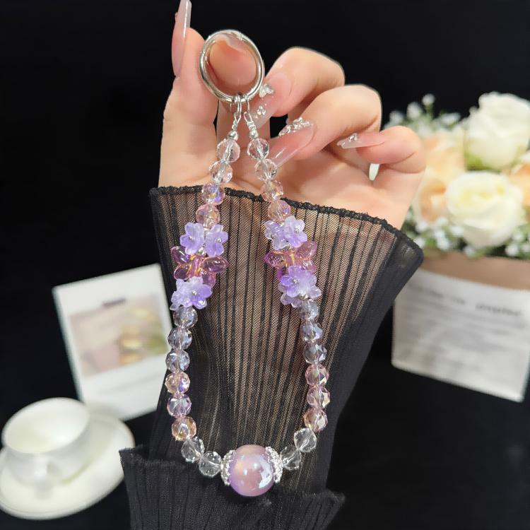 Iridescent Crystal Flower Cluster Phone Charm(Purple)
