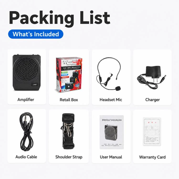 J-801 Portable Waist Hanging Microphone Teaching Voice Amplifier(US Plug) - Image 12