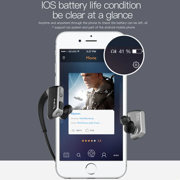 J2 Bluetooth 4.2 Binaural Hanging Type Wireless Sports Bluetooth Earphone, Built-in Memory (Silver) - Image 14
