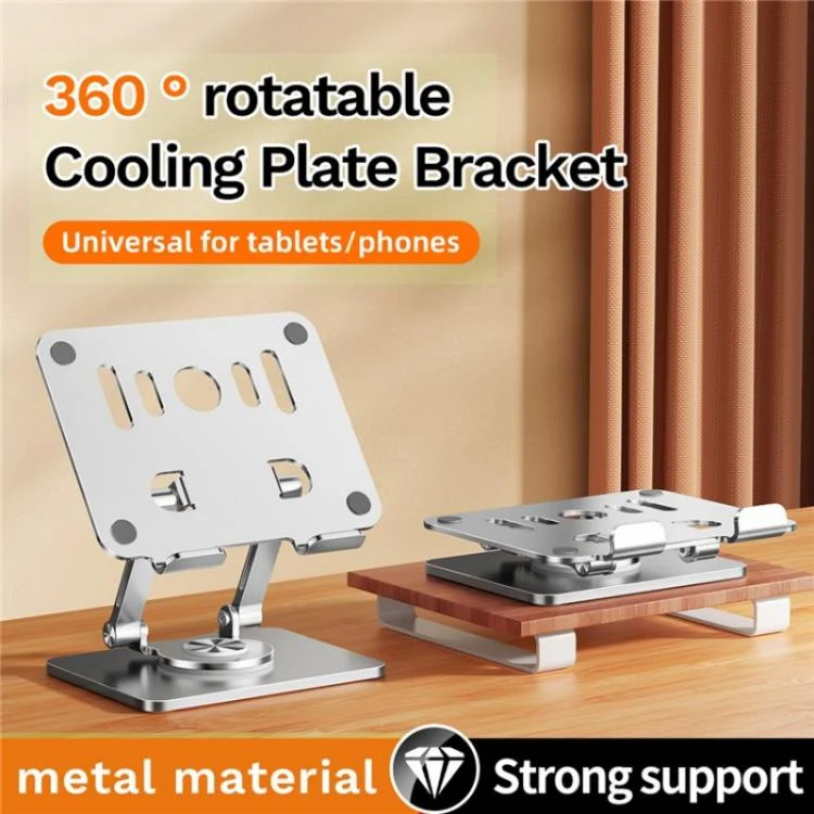 J58 Dual Rod Support Alloy Steel Foldable Rotating Tablet Holder(Silver) - Image 2