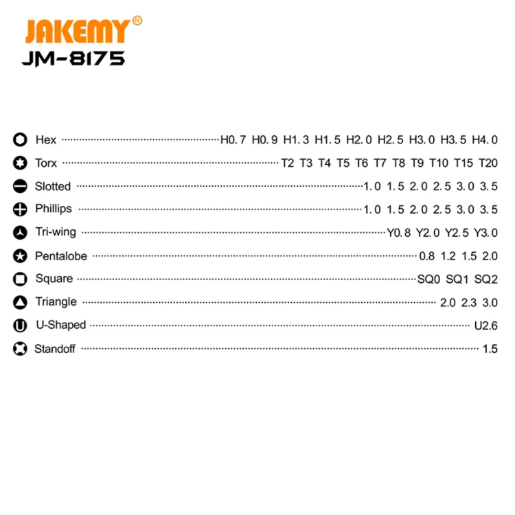 JAKEMY JM-8175 50 in 1 Double-sided Outer Box Multifunctional and Precision Screwdriver Tool Set - Image 13