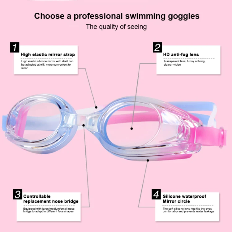 JIEHU JH8102 4 in1 Women HD Transparent Anti-fog Waterproof Swimming Glasses Swimming Cap Set(Purple Color) - Image 4