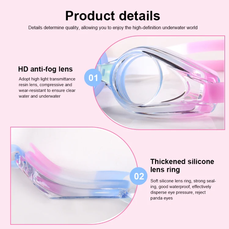 JIEHU JH8102 4 in1 Women HD Transparent Anti-fog Waterproof Swimming Glasses Swimming Cap Set(Purple Color) - Image 5