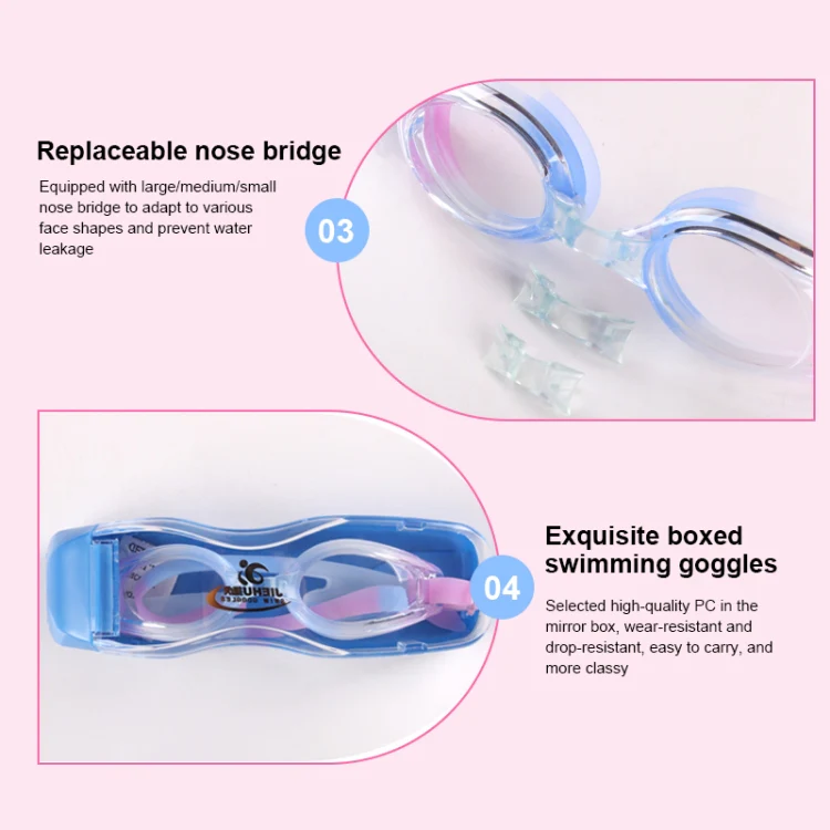 JIEHU JH8102 4 in1 Women HD Transparent Anti-fog Waterproof Swimming Glasses Swimming Cap Set(Purple Color) - Image 6