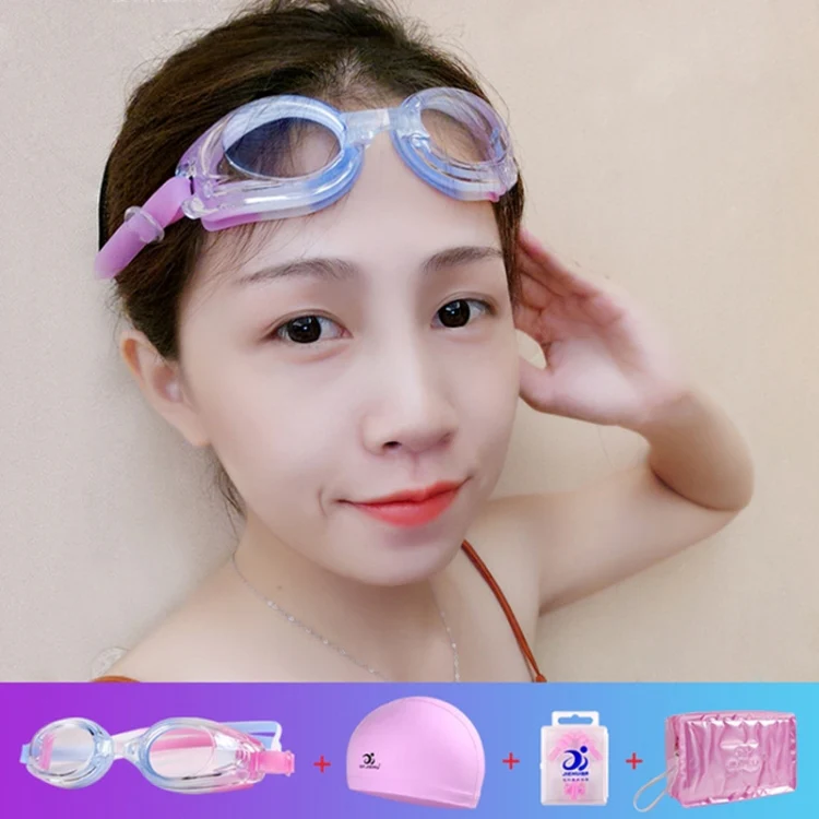 JIEHU JH8102 4 in1 Women HD Transparent Anti-fog Waterproof Swimming Glasses Swimming Cap Set(Purple Color) - Image 8