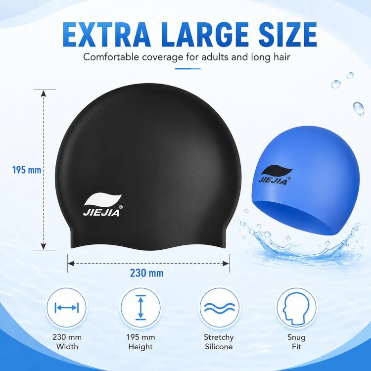 JIEJIA Extra Large Elastic Waterproof Silicone Swim Cap(MC701) - Image 3