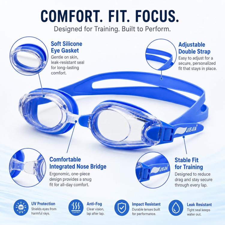 JIEJIA High-Definition Plain Waterproof Anti-fog Swimming Goggles(Black AH104) - Image 3