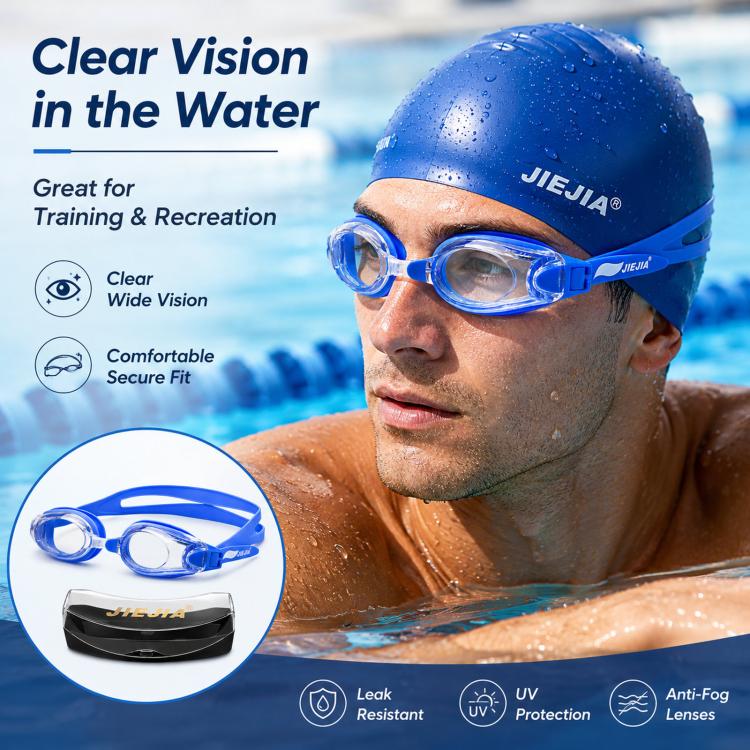 JIEJIA High-Definition Plain Waterproof Anti-fog Swimming Goggles(Gray AH106) - Image 6