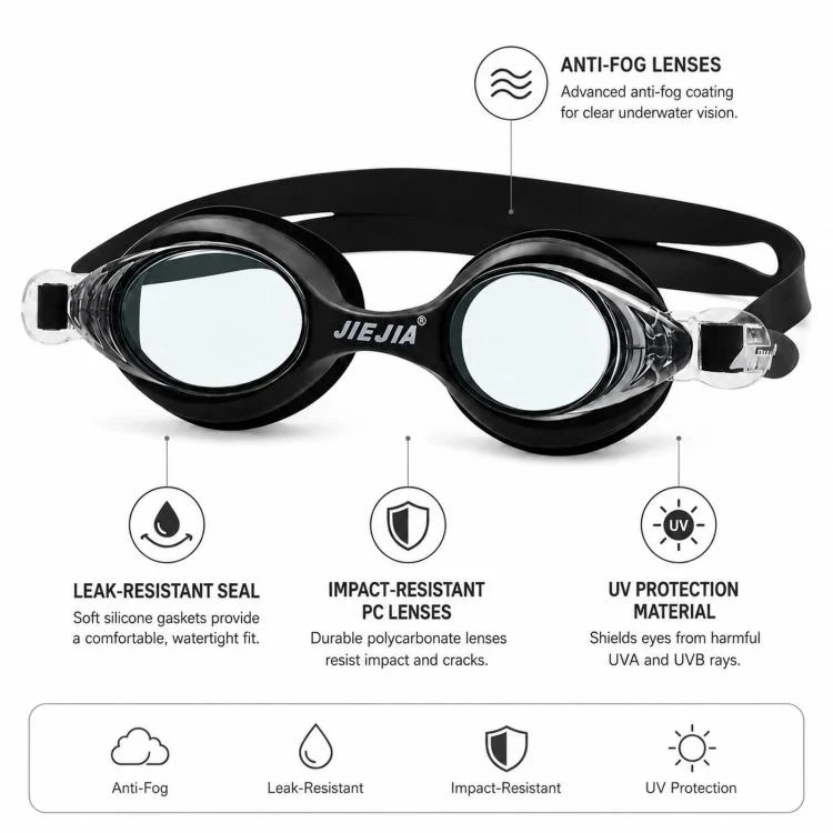 JIEJIA High-Definition Waterproof and Anti-Fog Silicone Swimming Goggles(Pink) - Image 3