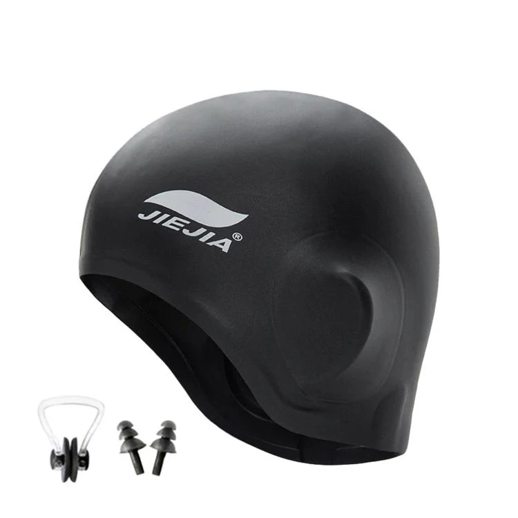 JIEJIA Swimming Silicone Ear-Protecting Swimming Cap With Earplugs And Nose Clip(Black) - Image 2