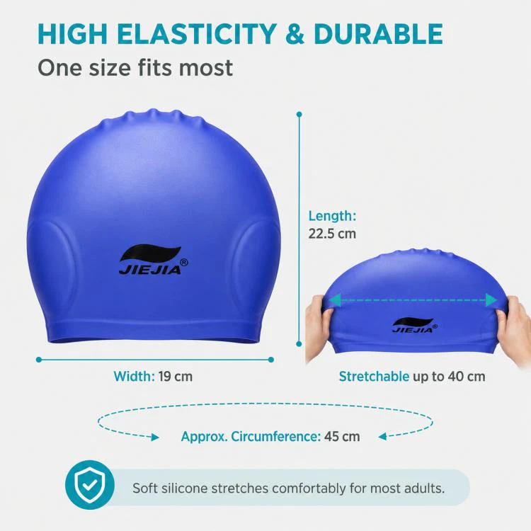 JIEJIA Swimming Silicone Ear-Protecting Swimming Cap With Earplugs And Nose Clip(Blue) - Image 3