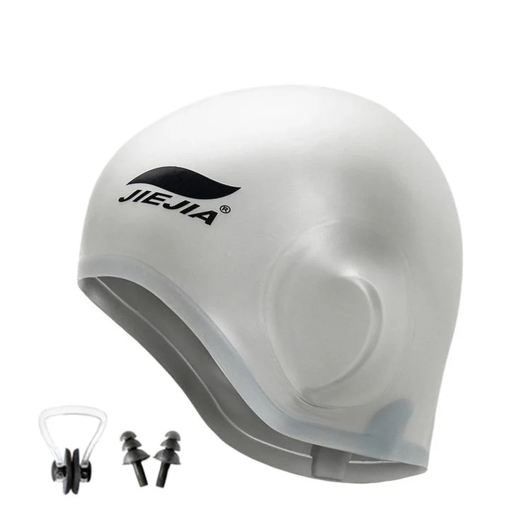 JIEJIA Swimming Silicone Ear-Protecting Swimming Cap With Earplugs And Nose Clip(Gray) - Image 2