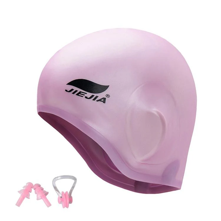 JIEJIA Swimming Silicone Ear-Protecting Swimming Cap With Earplugs And Nose Clip(Pink) - Image 2