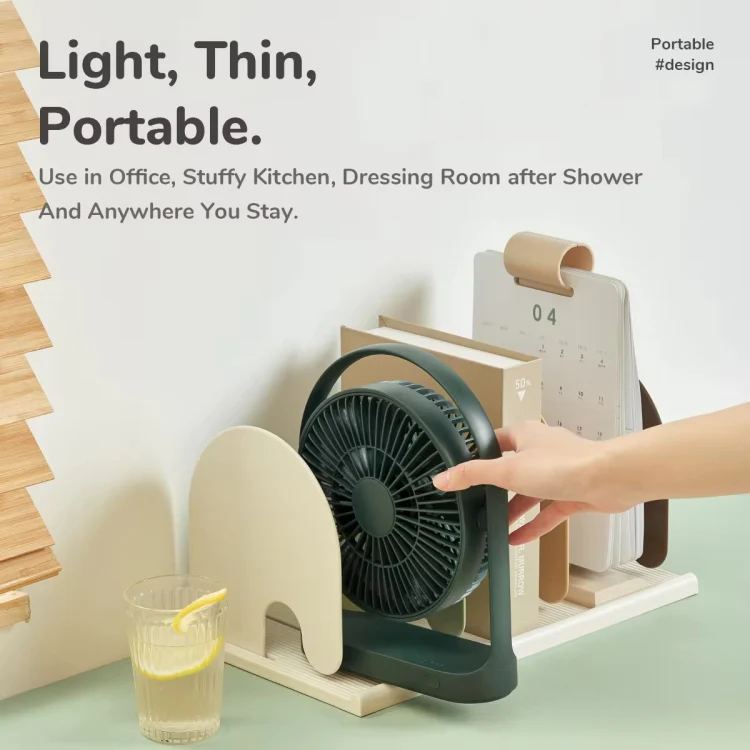 JisuLife FA19 4000mAh Wireless Rechargeable Desktop Mini Fan Silent Portable Fan(White) - Image 9
