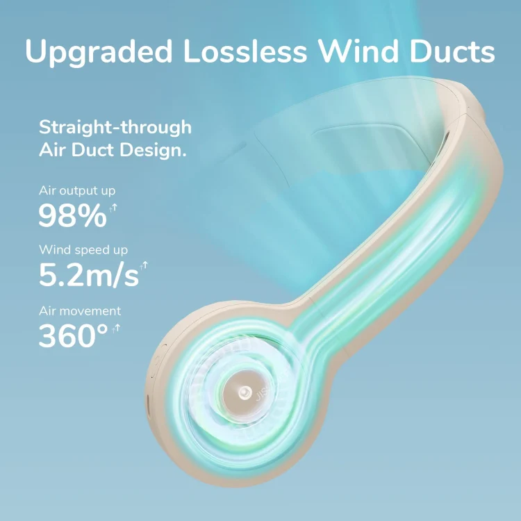 JisuLife FA31 USB Rechargeable Hanging Neck Mini Fan Bladeless Cooling Outdoor High Wind Power Electric Fan(Mint Green) - Image 4