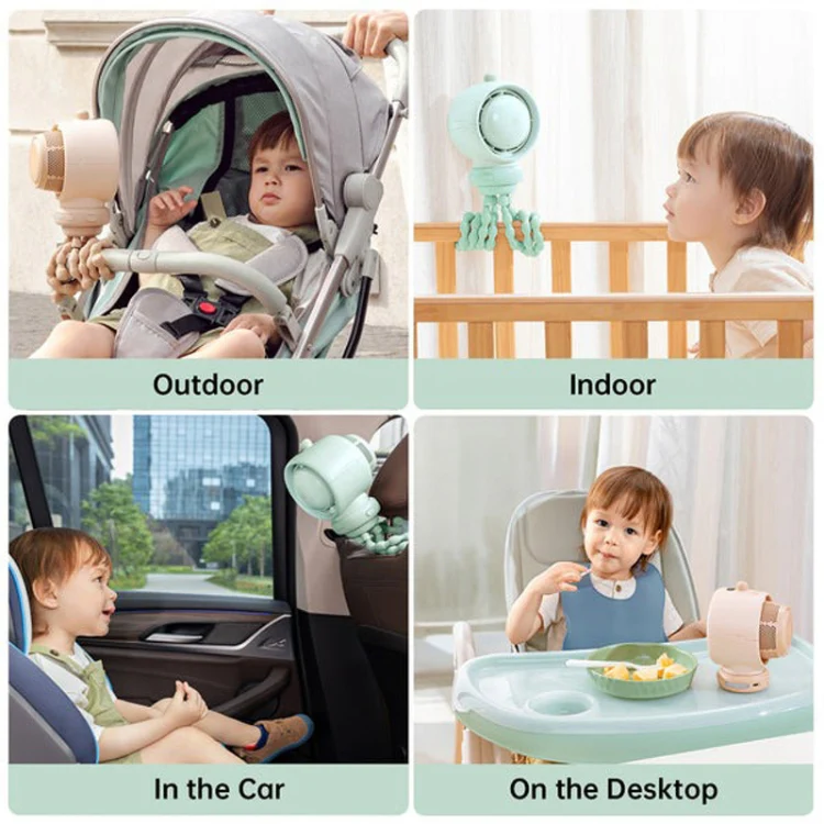 JisuLife Stroller Fan Life2S High Speed Energy Saving Stroller Mini Fan Octopus Bladeless Swingable Head Air Purifying Fan(Mint Green) - Image 15