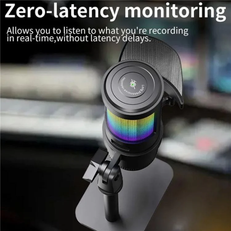 JMARY MC-PW13 360 Degree Rotating RGB Light Desktop Microphone - Image 7
