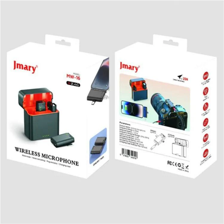 JMARY MW16 3.5mm, Type-C, 8 Pin 3 in 1 2.4G Lavalier Wireless Microphone - Image 10