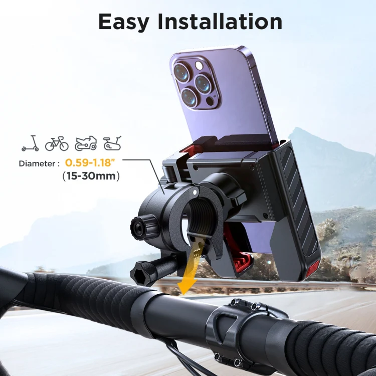 JOYROOM JR-ZS266 Bicycle Handle Phone Mount Compatible with 4.7-6.8 inch(Black) - Image 5