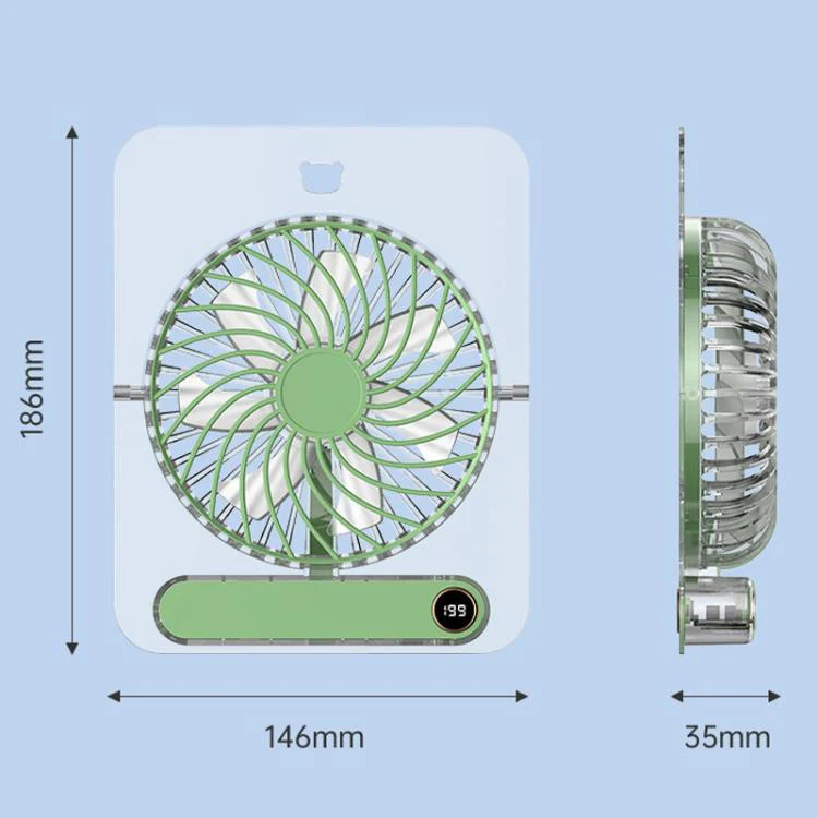 JP-08 Ultra-Thin Desktop Mini Fan Quiet Transparent Digital Display Fan For Office Desk(Green) - Image 14
