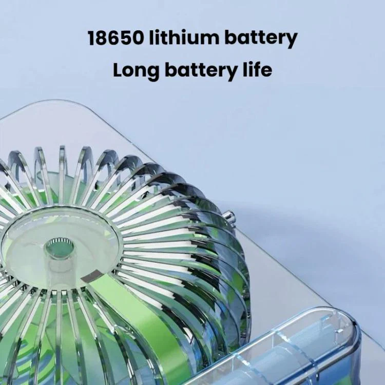 JP-08 Ultra-Thin Desktop Mini Fan Quiet Transparent Digital Display Fan For Office Desk(Green) - Image 7