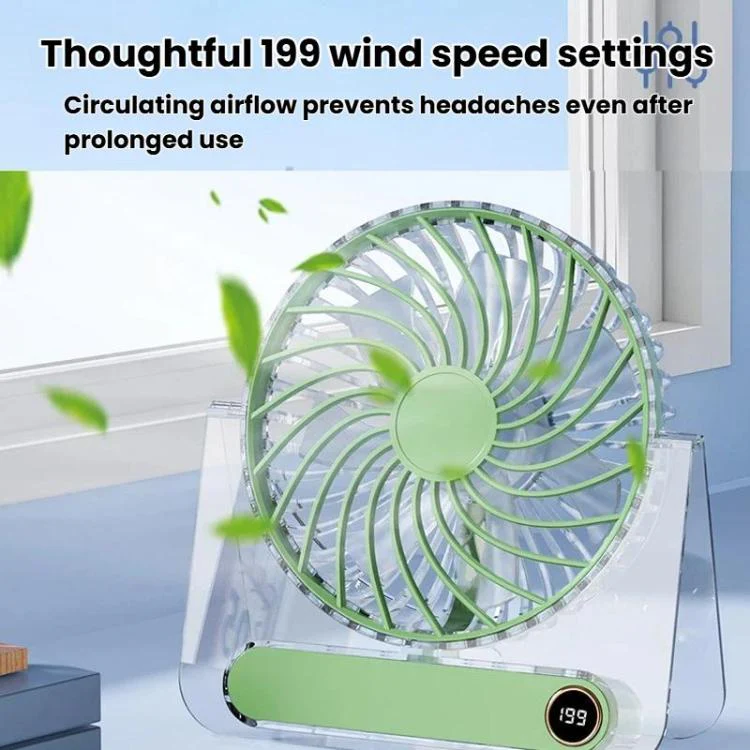 JP-08 Ultra-Thin Desktop Mini Fan Quiet Transparent Digital Display Fan For Office Desk(Orange) - Image 5
