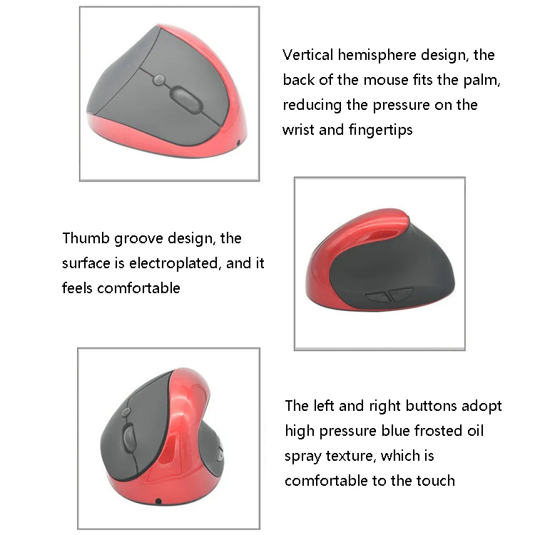 JSY-03 6 Keys Wireless Vertical Charging Mouse Ergonomic Vertical Optical Mouse(Silver Gray) - Image 4