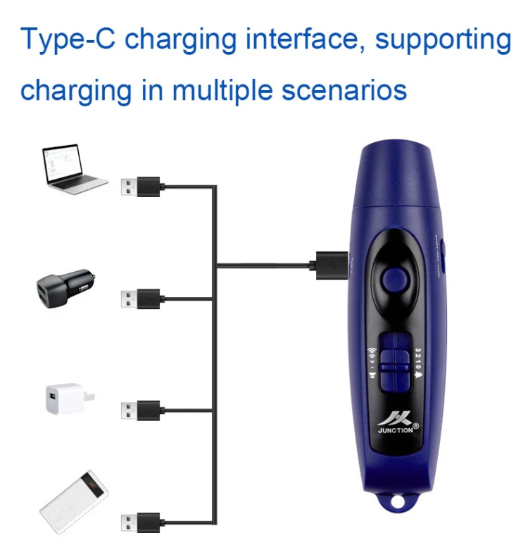 JUNCTION USB Charging High Decibel Traffic Command Outdoor Training Whistle with Lighting Function(Blue) - Image 6