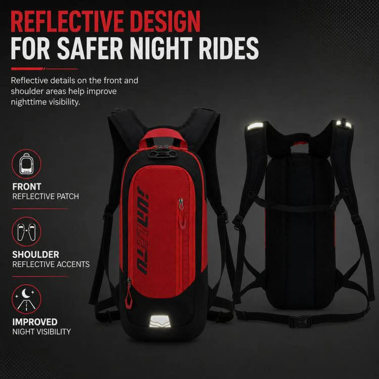 JUNLETU Hiking Trail Running Mountaineering Backpack Running Fitness Outdoor Cycling Hydration Pack(Red) - Image 9
