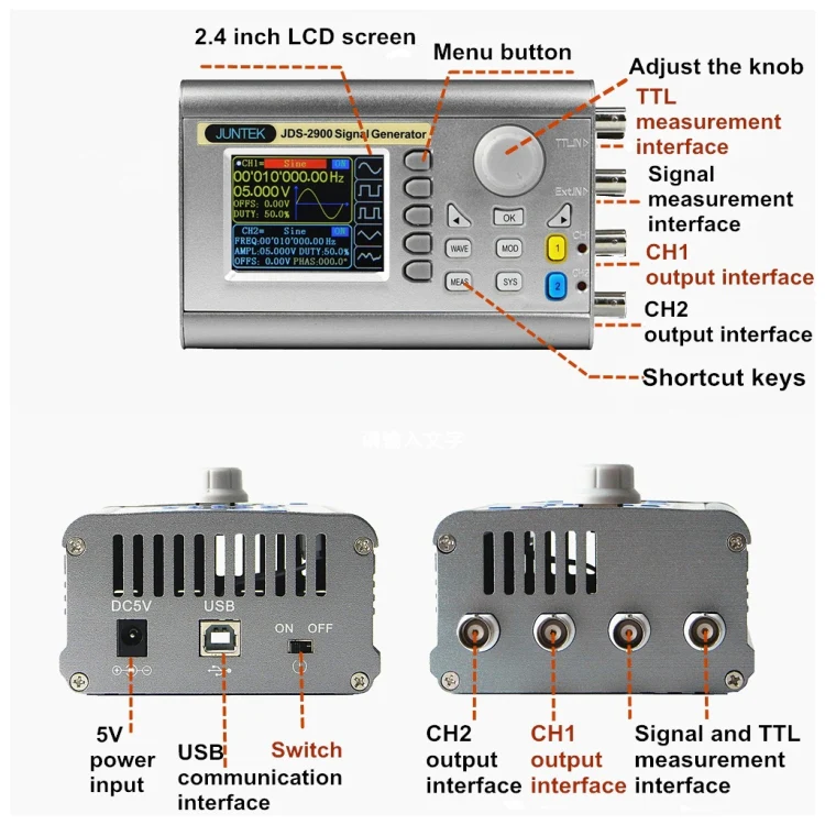 JUNTEK Programmable Dual-Channel DDS Function Arbitrary Waveform Signal Generator, Frequency: 30MHz(US Plug) - Image 4