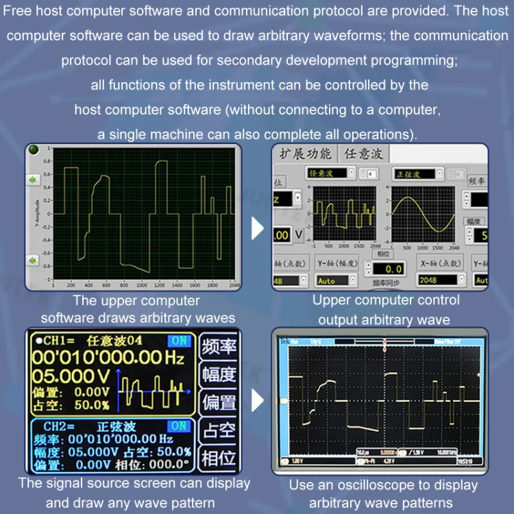 JUNTEK Programmable Dual-Channel DDS Function Arbitrary Waveform Signal Generator, Frequency: 30MHz(US Plug) - Image 9