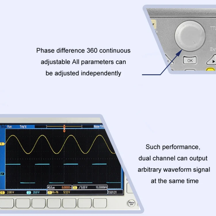 JUNTEK Programmable Dual-Channel DDS Function Arbitrary Waveform Signal Generator, Frequency: 60MHz(US Plug) - Image 5