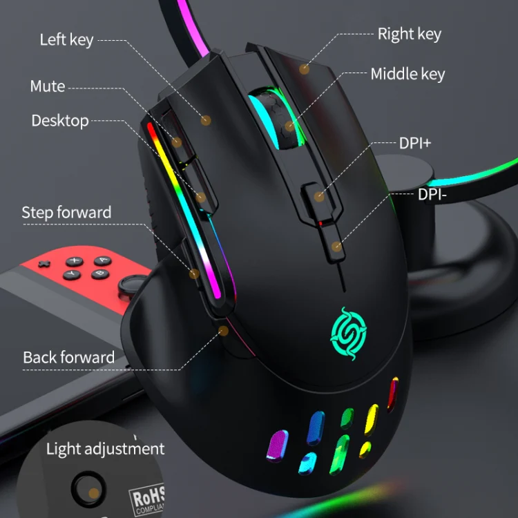 K-Snake BM520 9-button 3200DPI 2.4G RGB Wireless Dual-mode Gaming Mouse(White) - Image 4