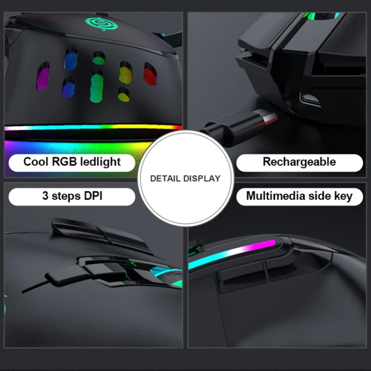 K-Snake BM520 9-button 3200DPI 2.4G RGB Wireless Dual-mode Gaming Mouse(White) - Image 6
